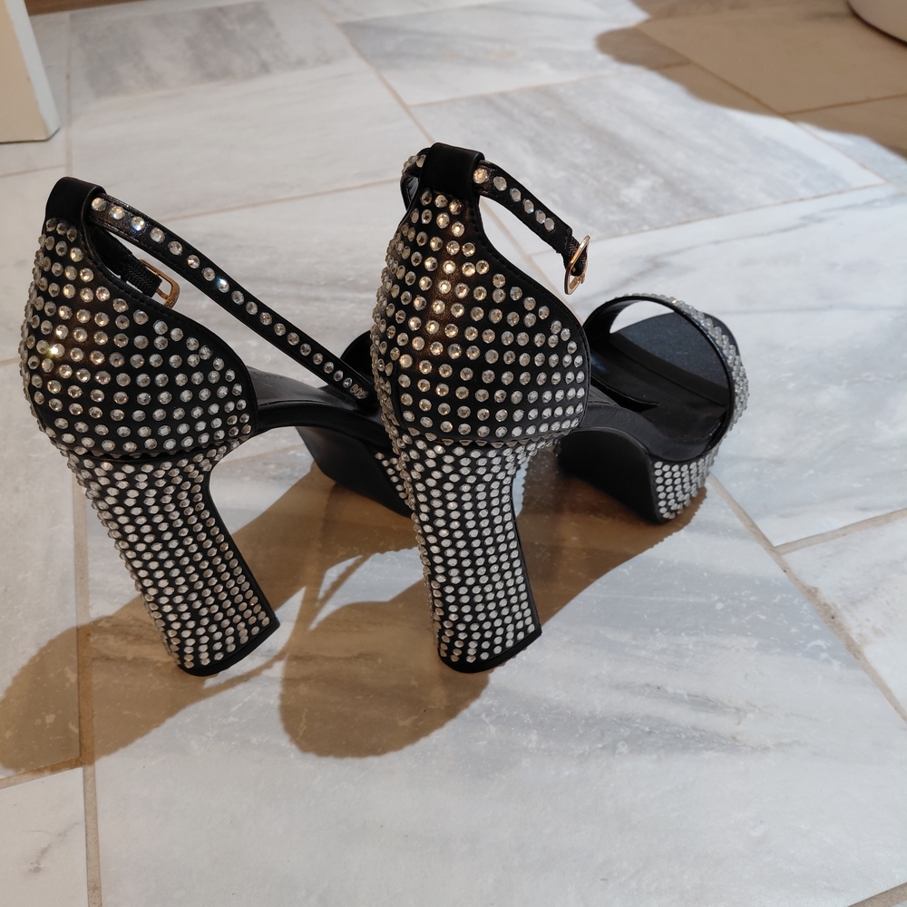 Wild Diva Black and Silver Studded Heels